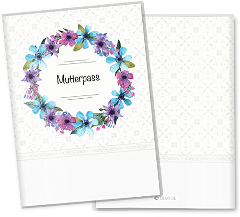 OLGS Mutterpass Hülle Blumenkranz Enzian - Schutzhülle aus Kunststoff