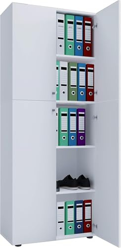 VCM Büroschrank mit 5 Fächern | moderner Aktenschrank mit Drehtüren | Maße ca. B. 70 x H. 184 x T. 40 cm – Lona 5-Fach