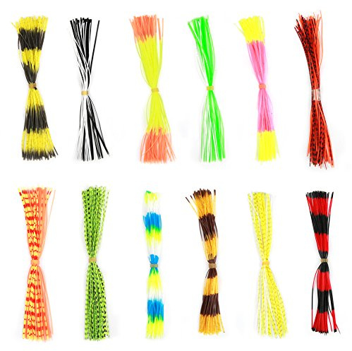 Zerone 12 Bundles 50 Stränge 16 cm Länge Weiche Silikonköder Röcke Angeln Röcke Lockt für DIY Rubber Jig Lures Zubehör