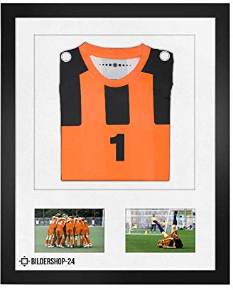Bildershop-24 Bilderrahmen Trikotrahmen stabil RahmBig Schwarz 50 X 70 cm Rahmen für Trikots, Sport Shirts + Passepartout Reinweiß