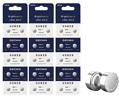 Nightkonic 30 Count - LR44 AG13 357 SR44 A76 303 Battery 1.5V Button Coin Cell Batteries