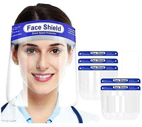 YNR Components Safety Face Shield Full Protection Wide Visor Resistant Spitting Anti-Fog Lens Lightweight Adjustable Transparent Face Shield Unisex (1PCS)