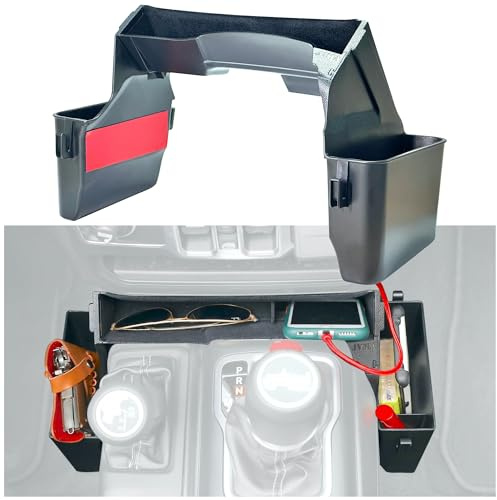 JVMA Vassoio del cambio per Jeep Wrangler JL JLU 2018-2023 e Gladiator JT 2020-2023, organizer per cambio, Wrangler, accessori gladiatore, montaggio 3 pezzi (non per Wrangler precedenti al 2017)