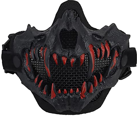 Tactical Half Face Mask, Breathable Airsoft Steel Skull Protective Mask for Shooting CS Paintball Hunting Halloween Costume Party