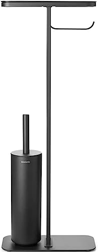 Brabantia - Serviteur de Toilettes Mindset - Étagère de Salle de Bains, Porte-Rouleau de Papier Toilette et Brosse à Toilettes Hygiénique - Résistant à la Corrosion - Infinite Grey - 76 x 13 x 29 cm
