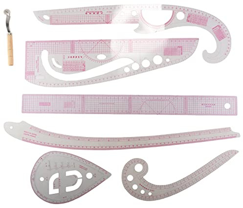 Oikabio 7 Pcs/Set Règle Compteur Tailleur Kit de Couture Transparent Règle de Dessin Bras de Courbe Française Ensemble Règle de Coupe Roue de Palettes