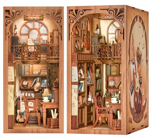Fsolis DIY Book Nook Kit - Puppenhaus Miniatur Häuser Kit mit LED Leuchten und Einsteckbar Staubschutzplatte - 3D Puzzle Buchstützen - Kreative Geschenke für Jungen und Mädchen(The Secret Rhythm)