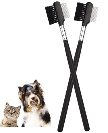 Peines de Lágrimas de Perro,2 PCS Peine de Ojos de Perro Peine Removedor de Manchas de Lágrimas de Doble Cara Peine de Aseo Peine de Ojos para Mascotas Gato Perros Gatito Cachorro