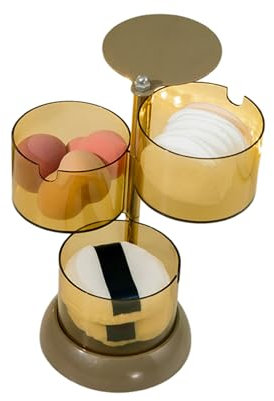 Kosmetik-Eierbox-Organizer-Box, mit 3-lagigem weiß-braunem transparentem Kosmetikbox-Organizer, mehrschichtigem Design-Metall-Kosmetikbox-Organizer, Beauty-Organizer-Box mit Deckel für Laden-Make-up,