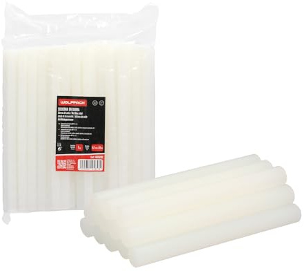 WOLFPACK LINEA PROFESIONAL Barras De Pegamento Caliente Ø 11,2 mm. bolsa De 1 Kg. Barras Silicona, Pegamento Pistola Termofusible, Silicona Pistola