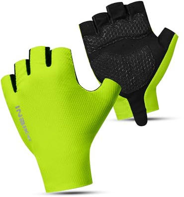 INBIKE Guanti da Ciclismo Donna MTB Guanti da Ciclismo Montagna Guanti Estivi Mezza Dita Uomo Elastici e Traspirante Multiple Verde L