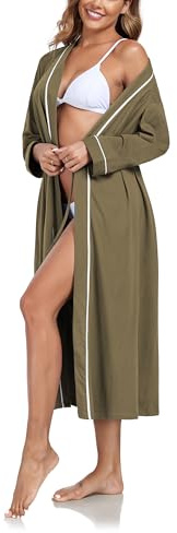 COLORFULLEAF - Camicia da notte da donna a maniche lunghe, con scollo a V, morbido negligee, biancheria da notte per donna, camicia da notte da donna, XL