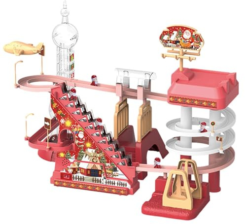 Santa Claus automatisk klätterstege | Elektrisk klätterrutschkana för jultomten med ljus | Roliga och söta elektriska skjutleksaker från jultomten