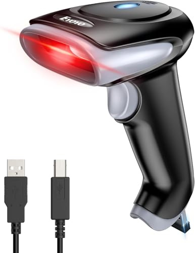 Eyoyo 1D 2D inalámbrico escáner de código de barras, 2.4G inalámbrico y USB con cable lector de código de barras 2-en-1 versátil escáner de código QR con batería recargable 2500mAh, inalámbrico de man