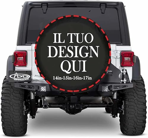 Copriruota di scorta personalizzata su Misura con Foto Testo copri ruota di scorta personalizzate logo Idrorepellente fermacorda per Ruote Copertura Protettiva in Ecopelle 14 inch