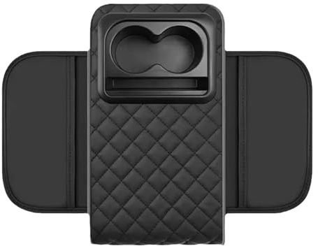 Bracciolo per auto | Cuscino rialzato con portabicchieri e contenitore per un comodo supporto del gomito | Accessorio interno ergonomico per SUV, camion, pendolari, guida quotidiana