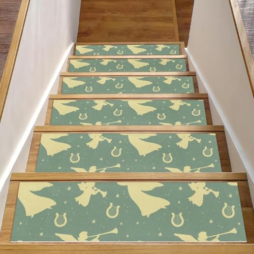 RODAILYCAY Angels Arpe Trombe vintage per gradini in legno, 15 pezzi, antiscivolo, per interni, lavabile, per bambini, anziani e animali domestici