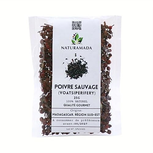 Pimienta Voatsiperifery Salvaje de Madagascar – Granos enteros | Especia natural con aromas amaderados y florales | 100% puro, sin aditivos – Naturamada (50 g)