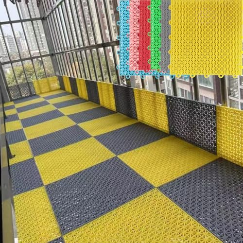 Almohadillas De Ventana De PP A Prueba De Fugas, Azulejos Modulares Entrelazados, Tapetes De Drenaje Antideslizantes para Rejilla De Ventilación, Balcón, Barandilla, Patio(Pink,15 PCS)