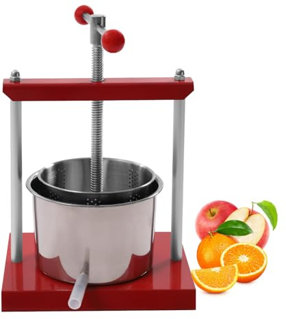 GSHIOIO 6L/1.6gal Manual Juice Press, Food Grade Stainless Steel Fruit Cheese Press Cider Apple Grape Tincture Honey Olive Oil Making Press with T-Handle for Kitchen Home Juice, Vegetable,Wine