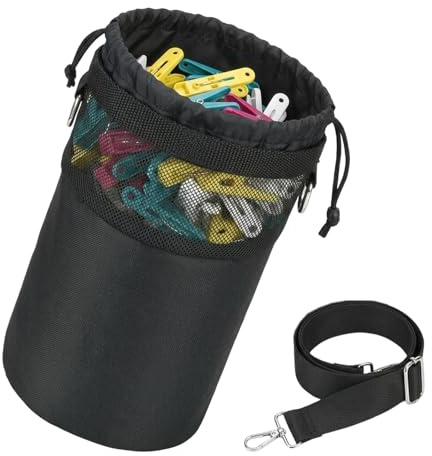 GYTFOG Clothes Pegs and Peg Bag, Clothes Peg Bag for Washing Line, Peg Bag with Shoulder Strap and Drawstring Closure, Clothes Pegs for Laundry Clothes Peg, Indoor Outdoor Pegs