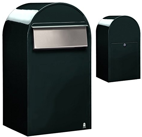 Bobi Grande B Briefkasten COL 6064 schwarzgrün, Klappe aus Edelstahl Zaunbriefkasten