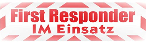 INDIGOS UG - Magnetschild Auto First Responder im Einsatz mit Rahmen 30 x 8 cm reflektierend - Magnetfolie LKW Truck Transporter Baustellenfahrzeug Firmenwagen - flexibel abnehmbar und