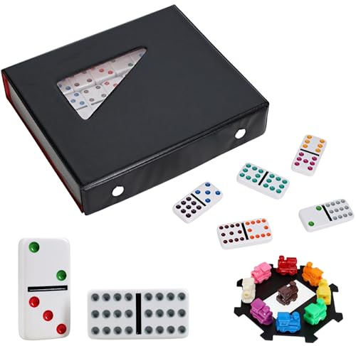 WE Games Mexican Train Dominoes, Double Twelve - Premium Ivory Tiles, Colorful Dots, Family and Adult Board Game
