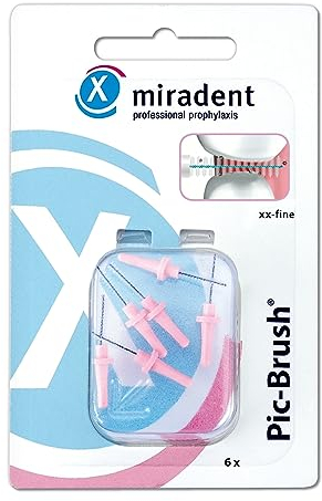 miradent Pic-Brush® Interdentalbürste xx-fine pink 2,2 mm mit bewährter Aufsteckfunktion 6 Stück | für eine optimal gründliche Reinigung der Zahnzwischenräume, Brackets, Zahnspangen, Brücken