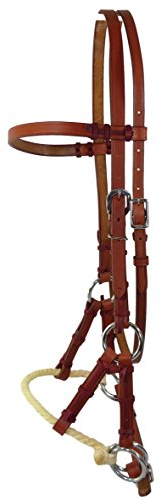 Thor Equine Sidepull gebisslos Single Rope Nasenriemen Leder Chestnut Cob Edelstahlschnallen einseitig verstellbar