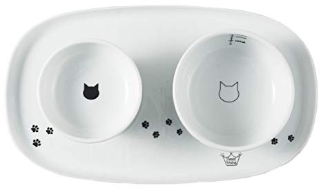 Raised Cat Bowls and Double Dining Tray Set (Cat)