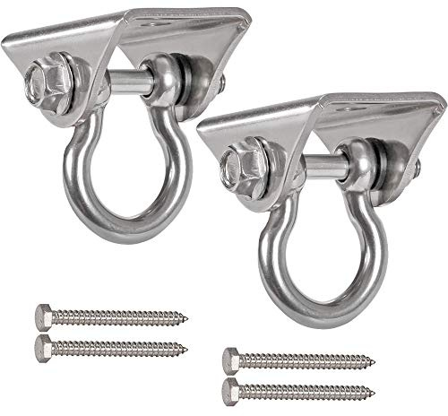 WAREMAID 2 Piezas 180° Columpio Gancho de Acero Inoxidable, Gancho Techo, Columpio Colgadores para Porche Área de Juego Gimnasio Cuerda Saco de Arena Hamaca Silla de Yoga Capacidad de 900kg