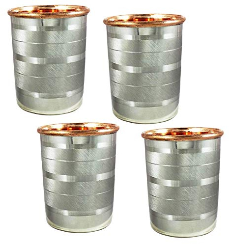 Lot de 4 verres à eau en acier inoxydable/cuivre Capacité 320 ml