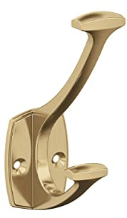 Amerock H37001CZ | Vicinity Double Prong Decorative Wall Hook | Champagne Bronze Hook for Coats, Hats, Backpacks, Bags | Hooks for Bathroom, Bedroom, Closet, Entryway, Laundry Room, Office