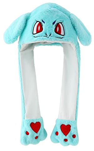 Focupaja Mütze Mit Beweglichen Ohren Bewegliche Ohren Plüsch Bunny Ohren Hasen Mütze Lustige Spielzeug Tiermütze Cosplay Weihnachts Geschenk Erwachsene（Blau）