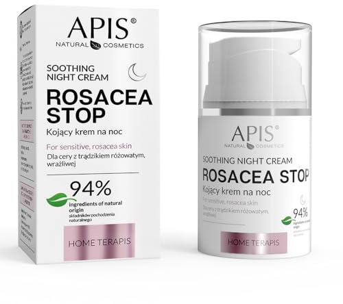 Apis ROSACEA-STOP Crème Apaisante, Réduit les rougeurs, Anti-inflammatoire, Calme les érythèmes, Renforce le teint Raffermit, Acide azélaïque, 94% des ingrédients sont d'origine naturelle 50 ml