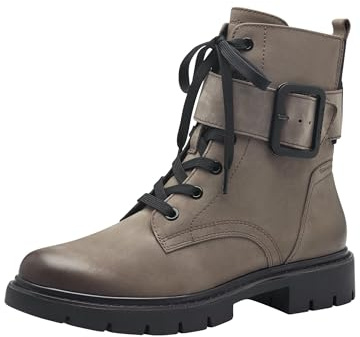 Tamaris COMFORT Damen Stiefeletten zum Schnüren mit Schnalle Herbst, Grau (Stone Nubuc), 40 EU