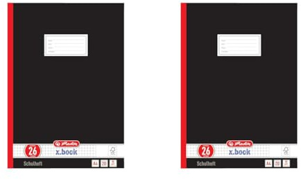 Herlitz 331223 Schulheft A4, kariert mit Rand, Lineatur 26, schwarz 20er Packung