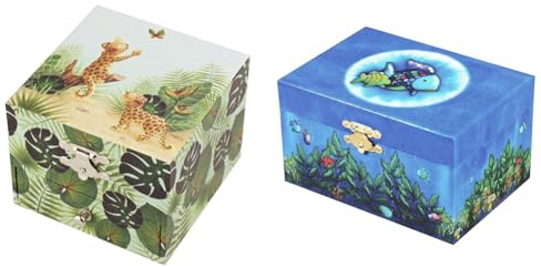 Trousselier - Savanne - Schatzkiste & Musikschmuckdose - Spieluhr - Ideales Kindergeschenk - Musik Tschaikowskys Dornröschen - Farbe grün & 6291066 Schmuckkästchen für Kinder