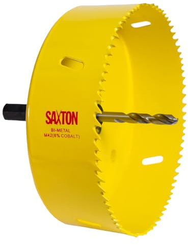 Saxton HSS Hole Saw Cutter M42 Bi-Metal 8% Cobalt Heavy Duty + Arbor (14mm – 230mm) (114mm + Arbor)