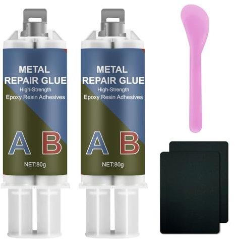 Colla per Metallo, 160 g, 2 Componenti, in Resina Epossidica, Extra Forte, per l'Incollaggio di Metallo, Acciaio Inossidabile, Legno, Ceramica, per la Riparazione, Ghisa