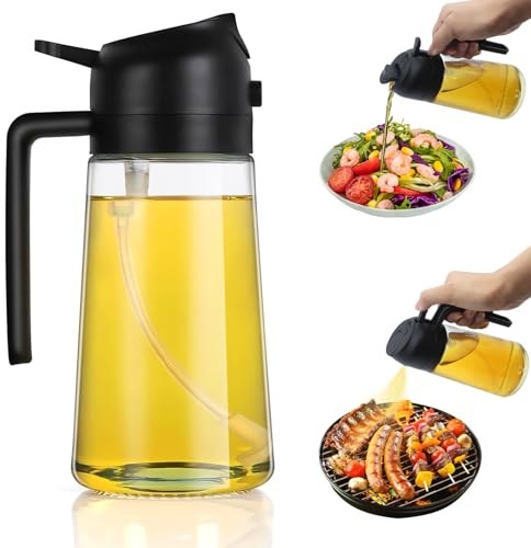 Dictien Spray Aceite Cocina Freidora Aire 2 en 1, Aceitera Vaporizadora Antigoteo para Cocinar 470ml, Rociador para Freidora de Aire, Difusor Aceite Cocina para Cocinar