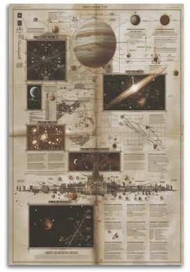 Vintage-Universum-Galaxie-Poster, Astronomie, Galaxie, Planet, dekoratives Gemälde, Leinwand-Poster, 30 x 45 cm