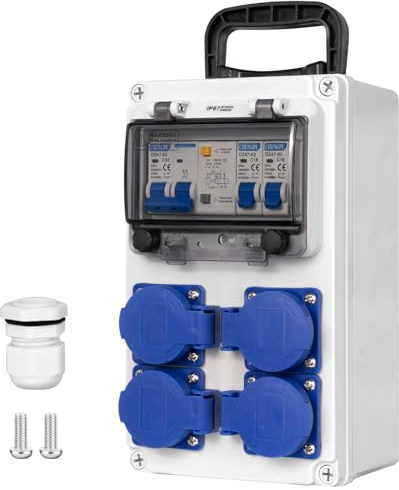 CHENGPI Coffret Électrique de Chantier,Répartiteur Mural 250V/16A,Distributeur de Courant Électrique avec Disjoncteur, Distributeur de Puissance Consommée pour Ateliers et Usines,Boîte de dérivation