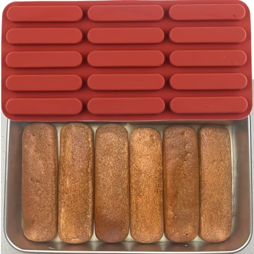 YIMINGMOLD 1pcs Finger Biscuit Silicone Mould 15 Cavity Cereal Bars Baking Mould Chocolate Bar Molds For Baking Energy Bars Chocolate Candy Eclair Bread