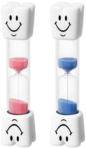 SuLiao Toothbrush Sand Timer for Kids, 2 Minute Smiley Acrylic Hourglass Sand Watch Clock Set, Plastic Unbreakable Hour Glass Mini Sandglass for Classroom Games Kitchen (Pack of 2)