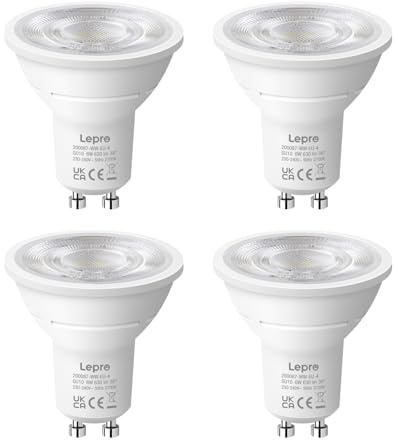 Lepro Lampadina LED GU10, Bianco Caldo 2700K, Lampadina GU10 da 630lm, 6W Equivalente a 80W, Fascio Ampio 38°, Lampadine LED a Risparmio Energetico, Confezione da 4