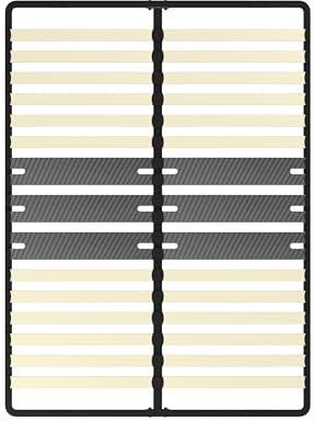 DEWINNER - Sommier 140x190 cm | 2x15 Lattes Peuplier Naturel | Pied Central Réglable T | Ergonomique | Structure Noire Moderne | Installation Express (1 Pied)
