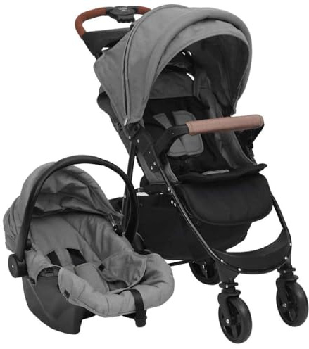 Genérico Carrito de bebés 3 en 1 de Acero Gris Claro,Bebés y niños pequeños,Transporte de bebés,Cochecitos de bebé,Gris,12.8 KG,10377
