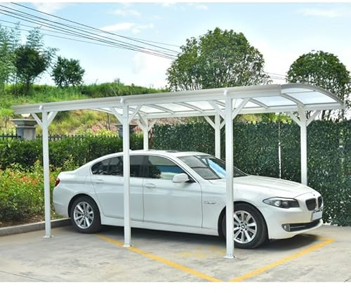 X-METAL Carport Autoportant en Aluminium Blanc et Polycarbonate 6mm 15,15m² | Abri Voiture avec Kit d'ancrage et Gouttières | Structure Robuste Anti-UV et Résistante aux Intempéries